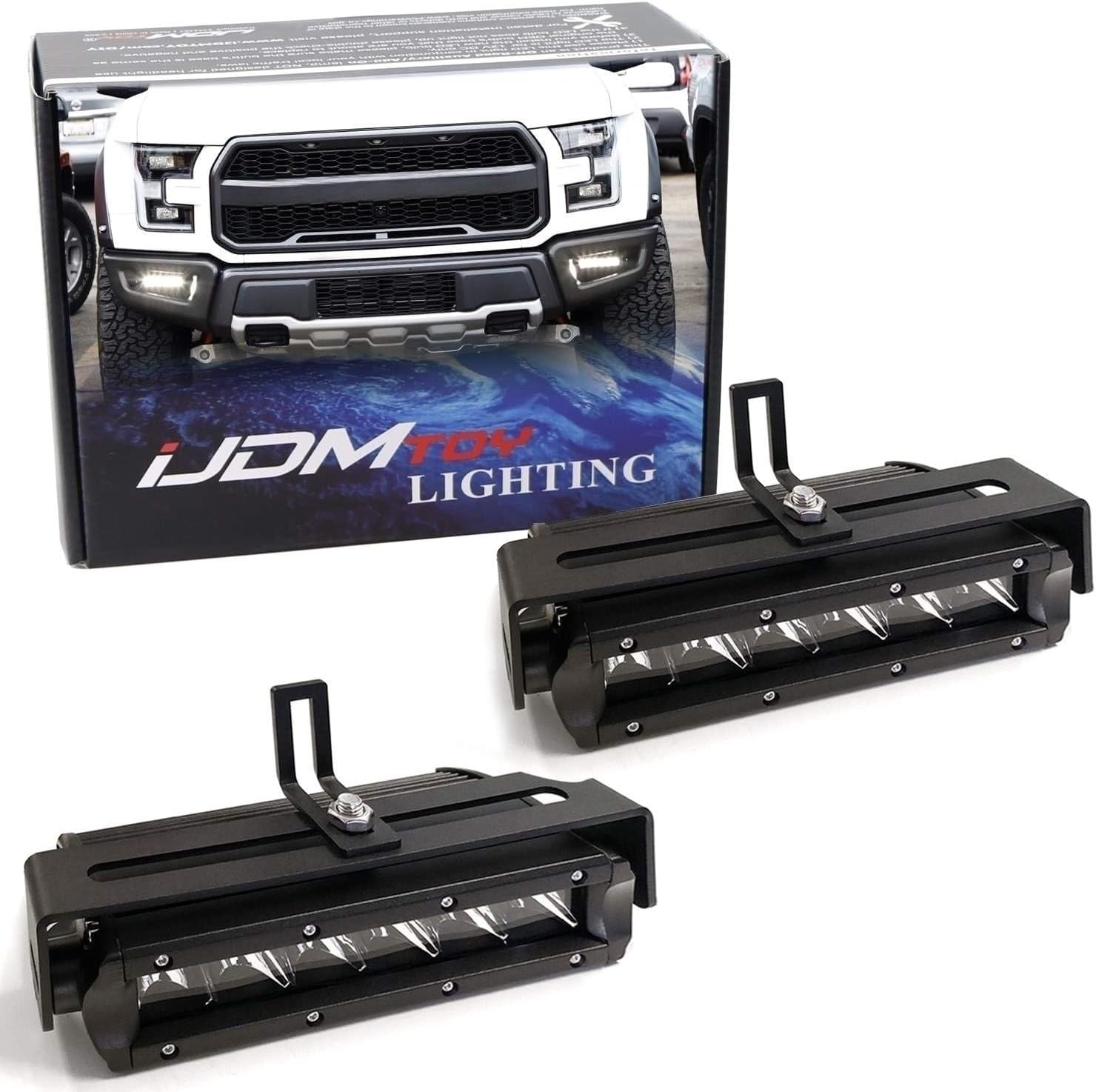 iJDMTOY Kit de barra de luz antiniebla LED SR de 30 W compatible con Ford Raptor 2017-2020, incluye barras de luz LED de una fila de alta potencia
