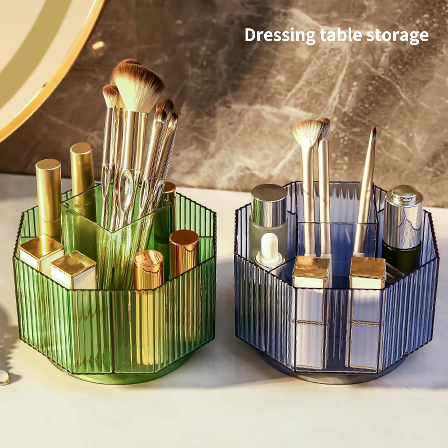 YESBAY Organizador de brochas de maquillaje, caja de almacenamiento de cosméticos, rotación de 360 grados, soporte para brochas de maquillaje,
