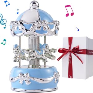 LMMIUU Caja de música de carrusel envuelta para regalo, carrusel musical de cerámica con luces que cambian de color, cajas de música para niñas, LMMIUU Caja de música de carrusel envuelta para regalo, carrusel musical de cerámica con luces que cambian de color, cajas de música para niñas,