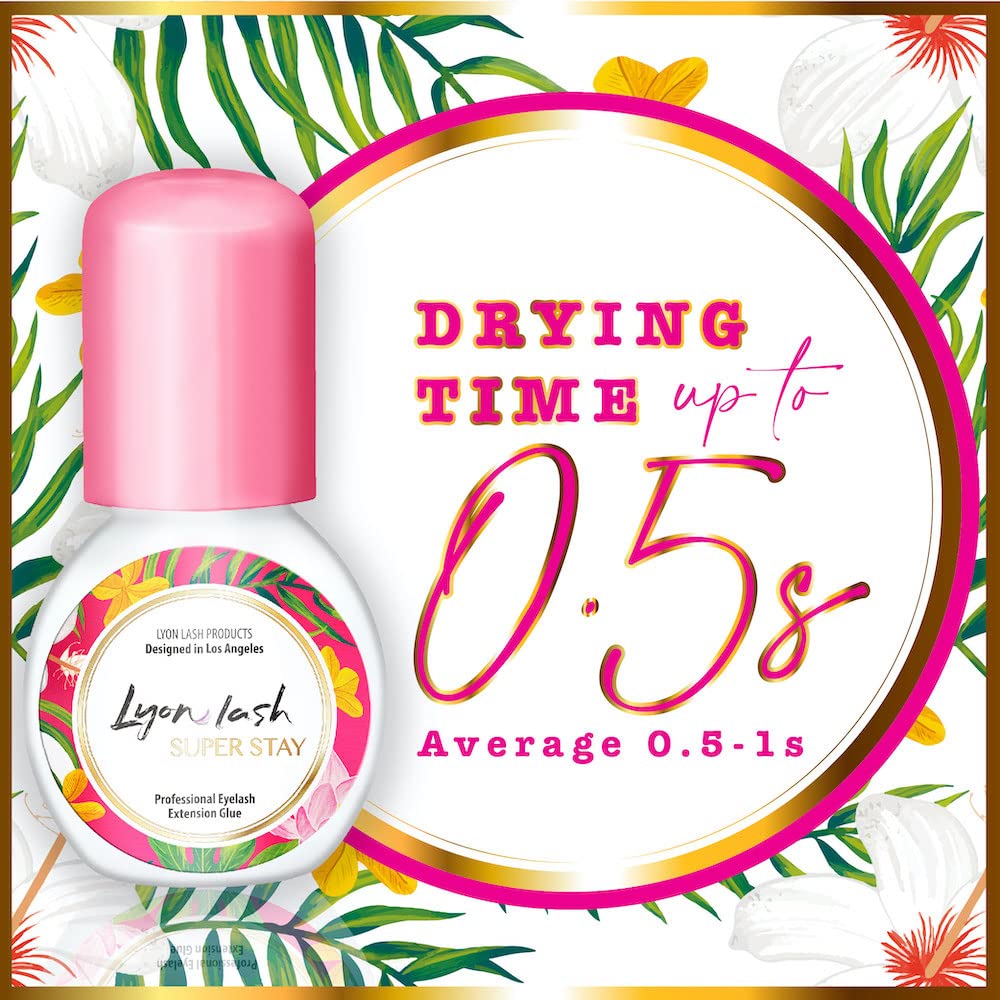Lyon Lash Super Stay – Pegamento para extensión de pestañas de 0.0 fl oz, tiempo de secado de 0.5 segundos, retención de hasta 8 semanas,