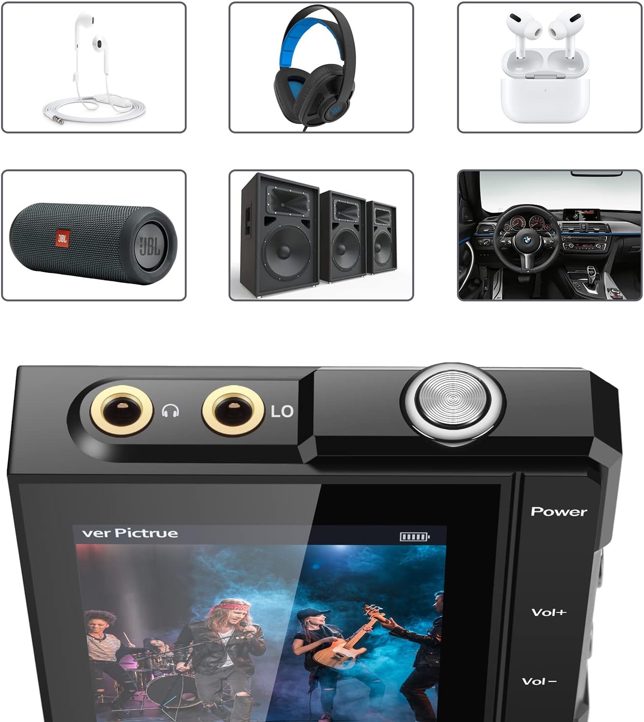 Phinistec Reproductor de MP3 de alta fidelidad con Bluetooth, decodificación de hardware nativo DSD256, reproductor de música de audio digital de