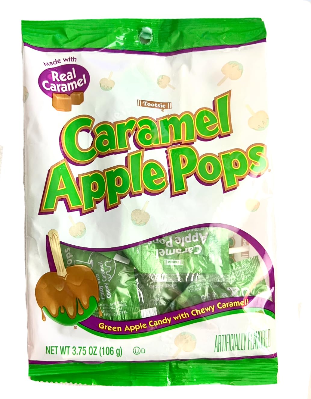 Paletas de manzana caramelo, manzana verde con caramelo masticable