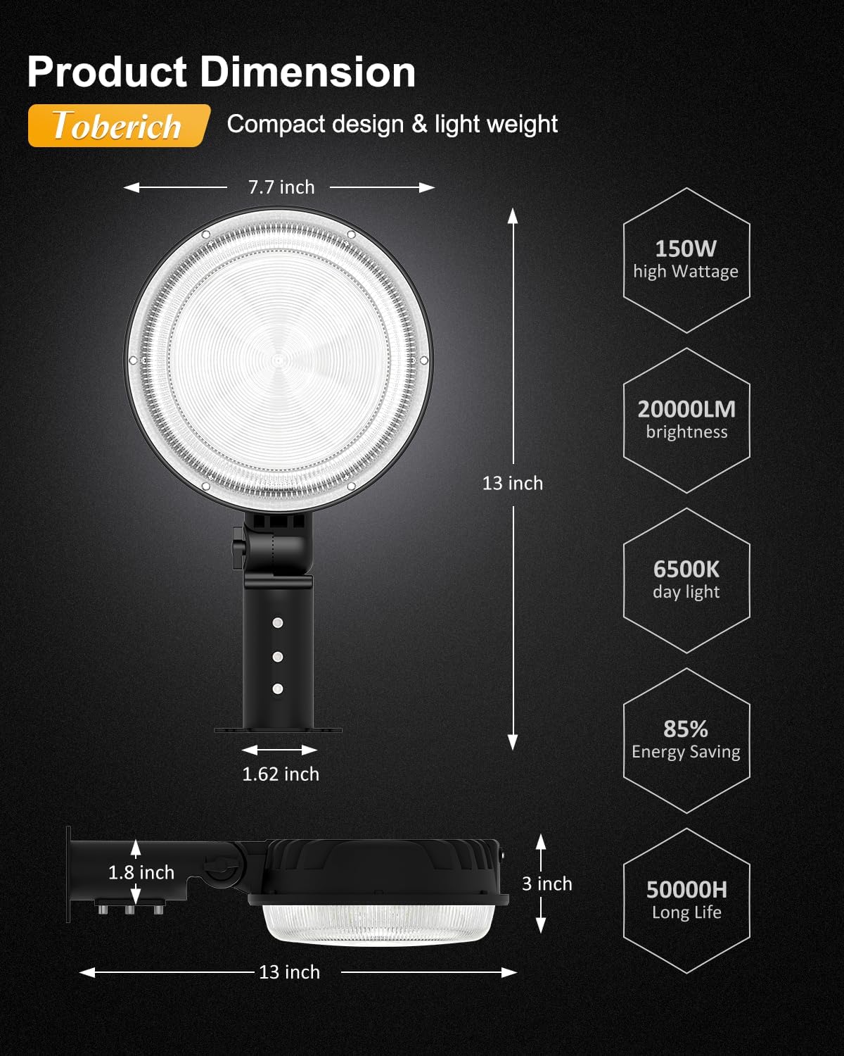 Paquete de 2 luces LED de granero, 150 W, 20000 lúmenes, luces de área de patio del atardecer al amanecer, iluminación al aire libre con fotocélula