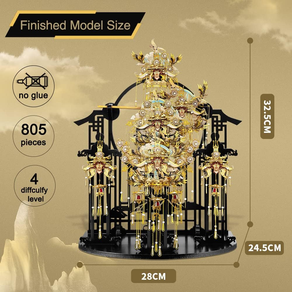 Piececool Soporte de madera negro para modelos de metal 3D, manualidades de bricolaje, conjunto de joyas chinas, kits de construcción de modelos,