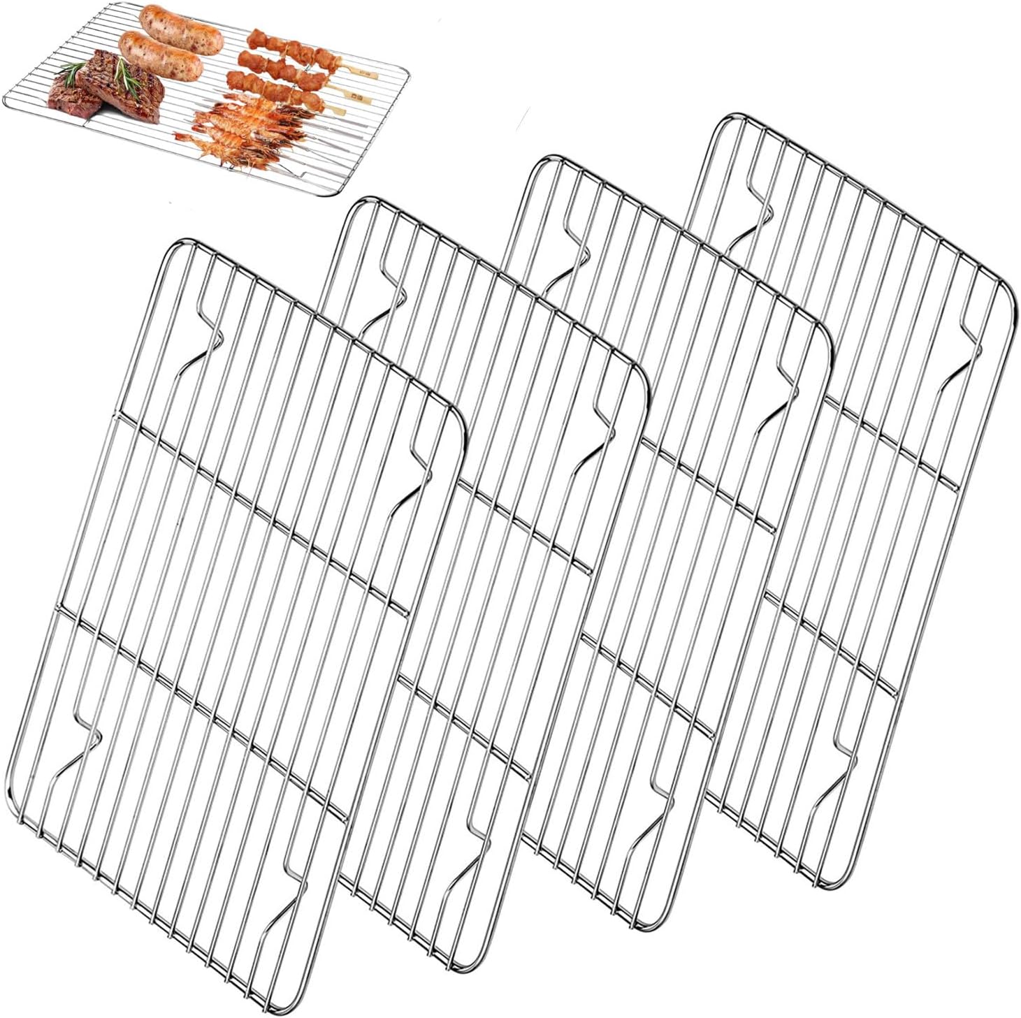Paquete de 5 rejillas de enfriamiento de alambre de acero inoxidable para hornear, rejilla de 8.66 x 6.3 x 35 pulgadas, rejilla de enfriamiento para