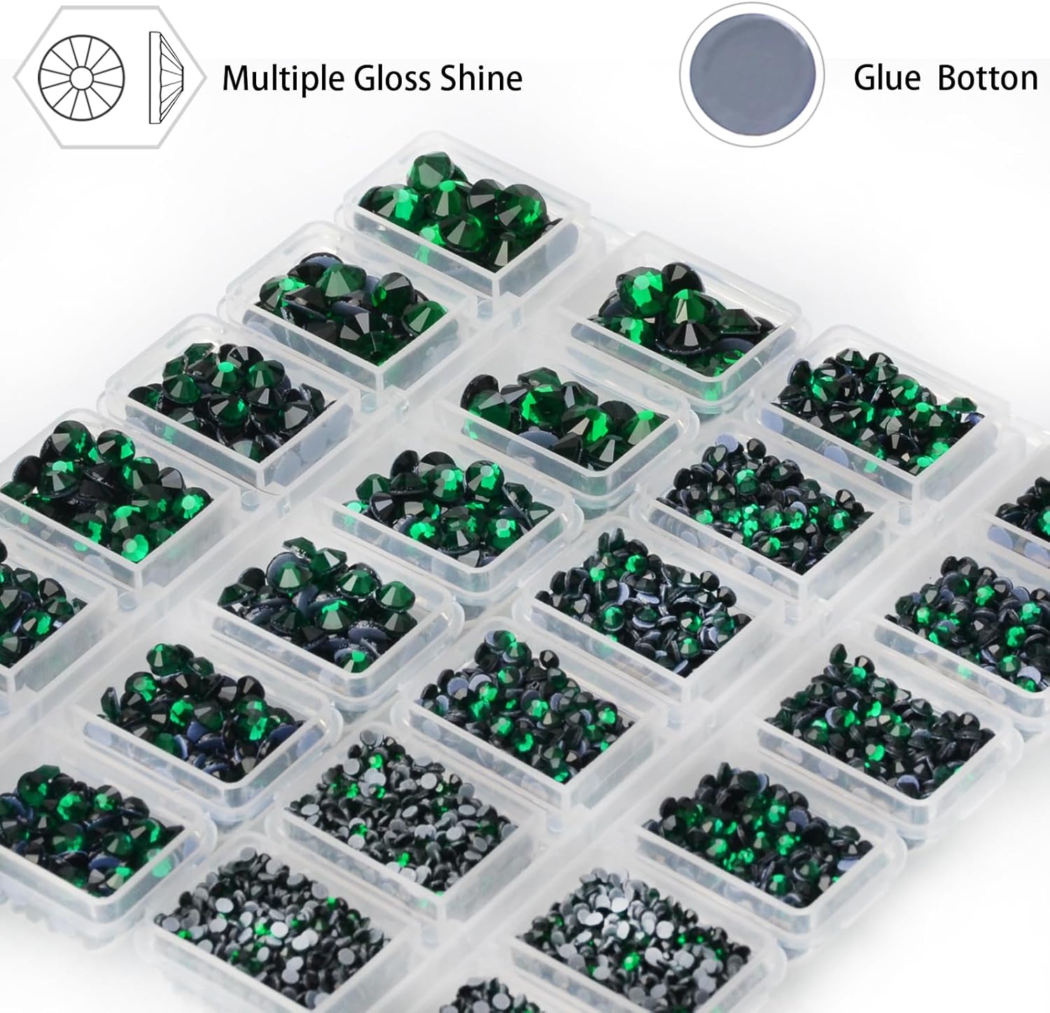 8000 unidades de piedras preciosas de cristal redondas de fijación en caliente, piedras de cristal con parte trasera plana para hacer bricolaje con