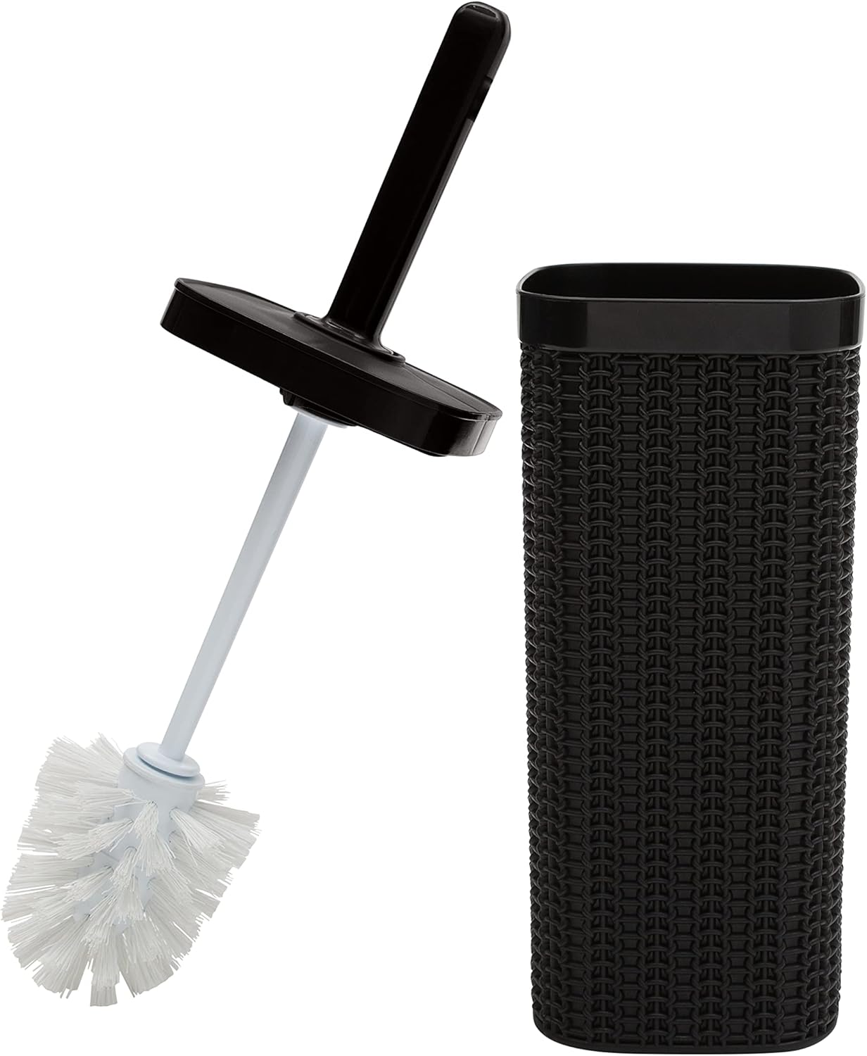 Bath Bliss Sailor Knot – Juego de escobilla de inodoro y basura, color negro mate