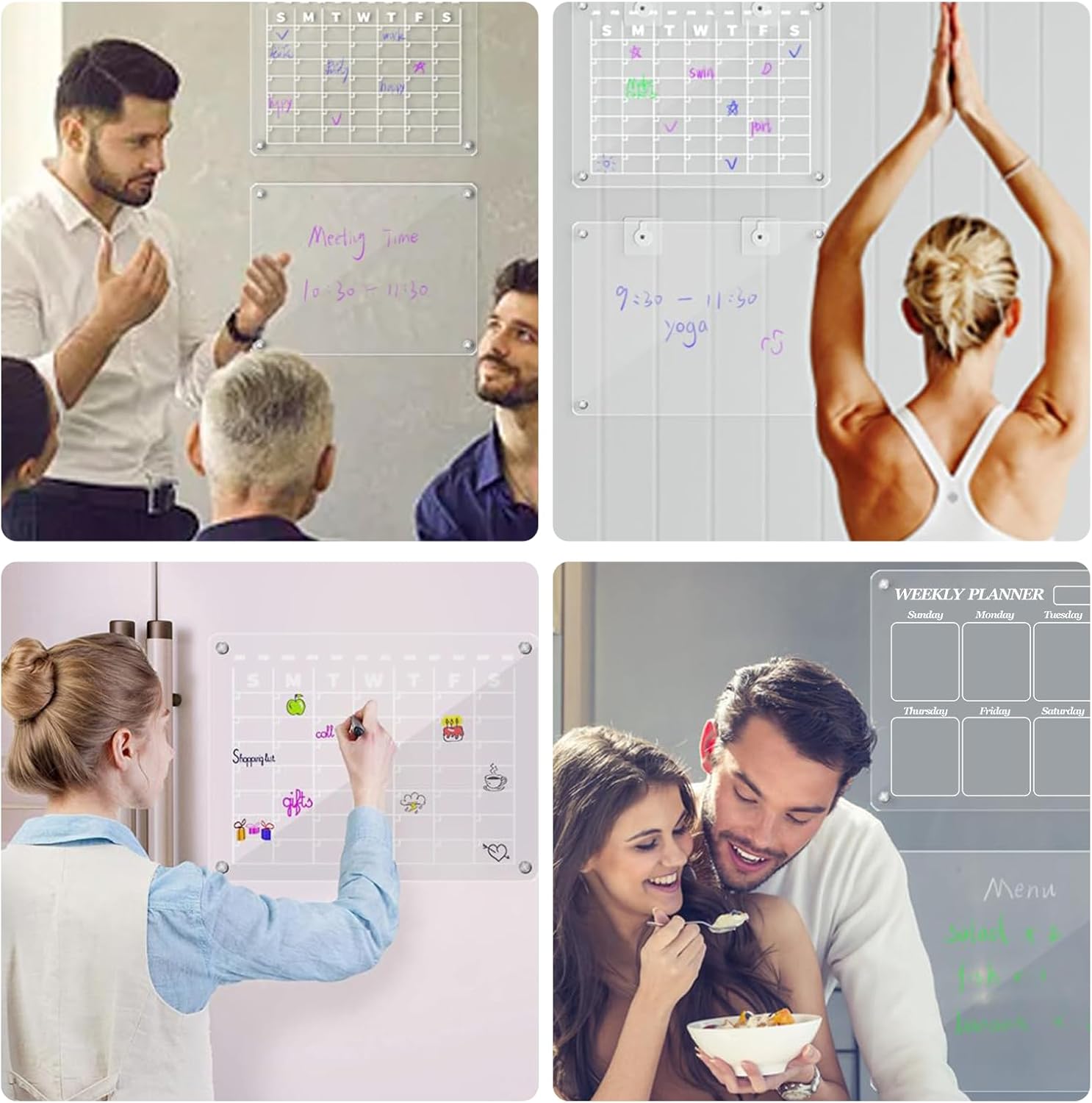 ETLIN Calendario acrílico para refrigerador organiza tu horario con esta pizarra transparente de borrado en seco