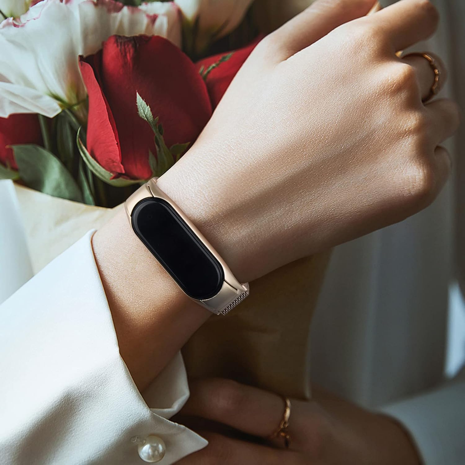 Correa magnética compatible con Xiaomi Mi Band 7, correa de repuesto deportiva de malla metálica de acero inoxidable para Xiaomi Mi Band 7 Fitness