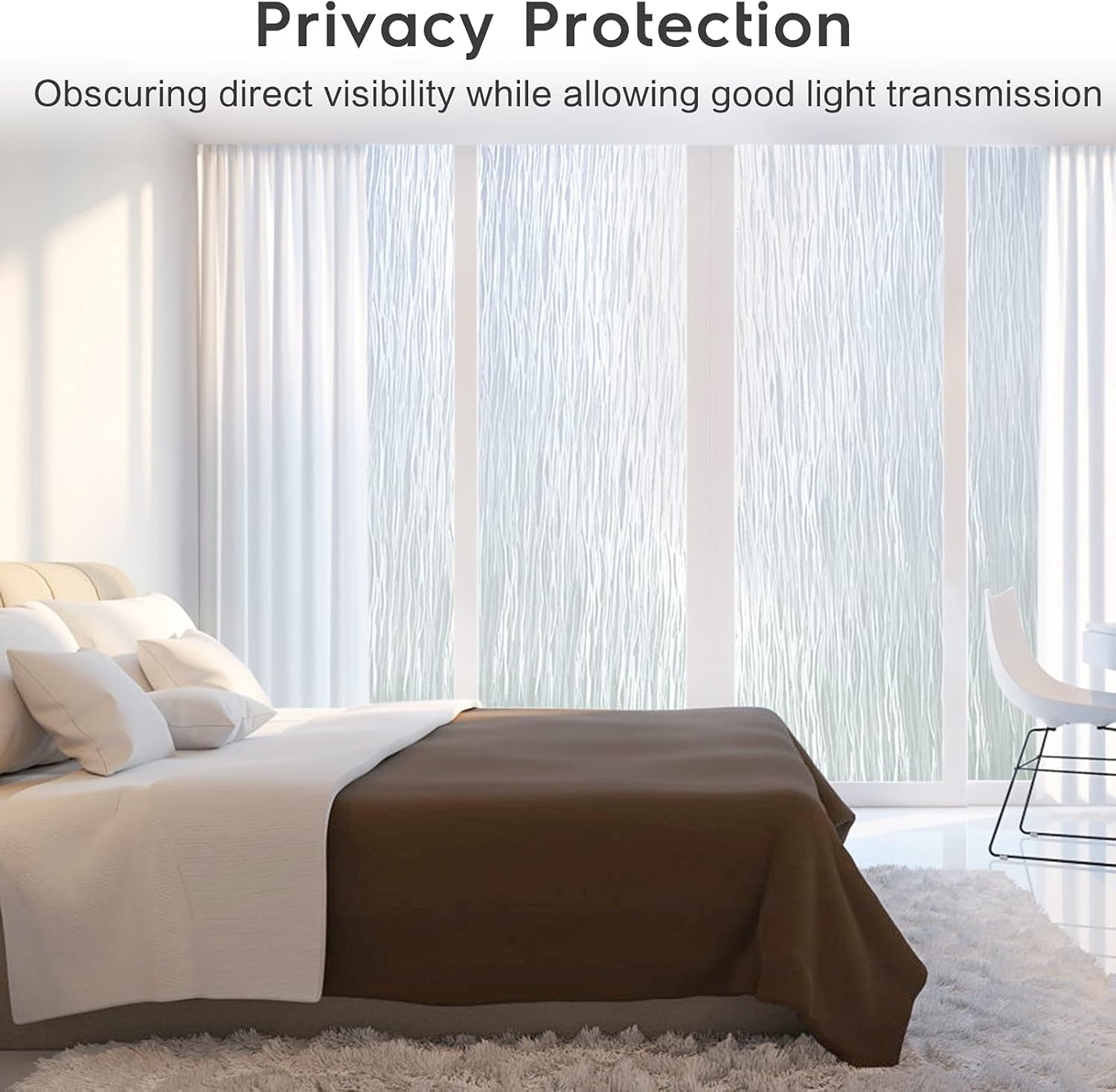 rabbitgoo Película de privacidad para ventana, película de vidrio esmerilado, película extraíble de vinilo para ventanas, bloqueo UV, autoestática,
