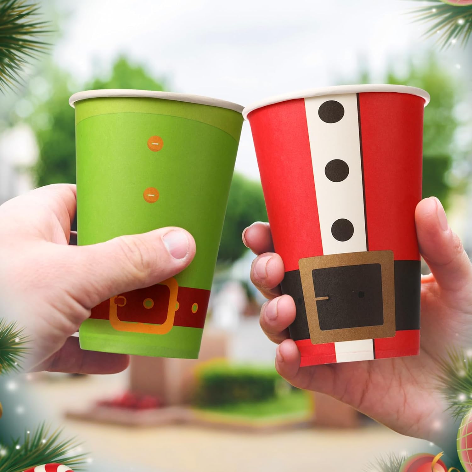 Nuenen 200 tazas de café de Navidad desechables de papel para bebidas navideñas para café, jugo de chocolate, bebidas frías calientes, picnic,