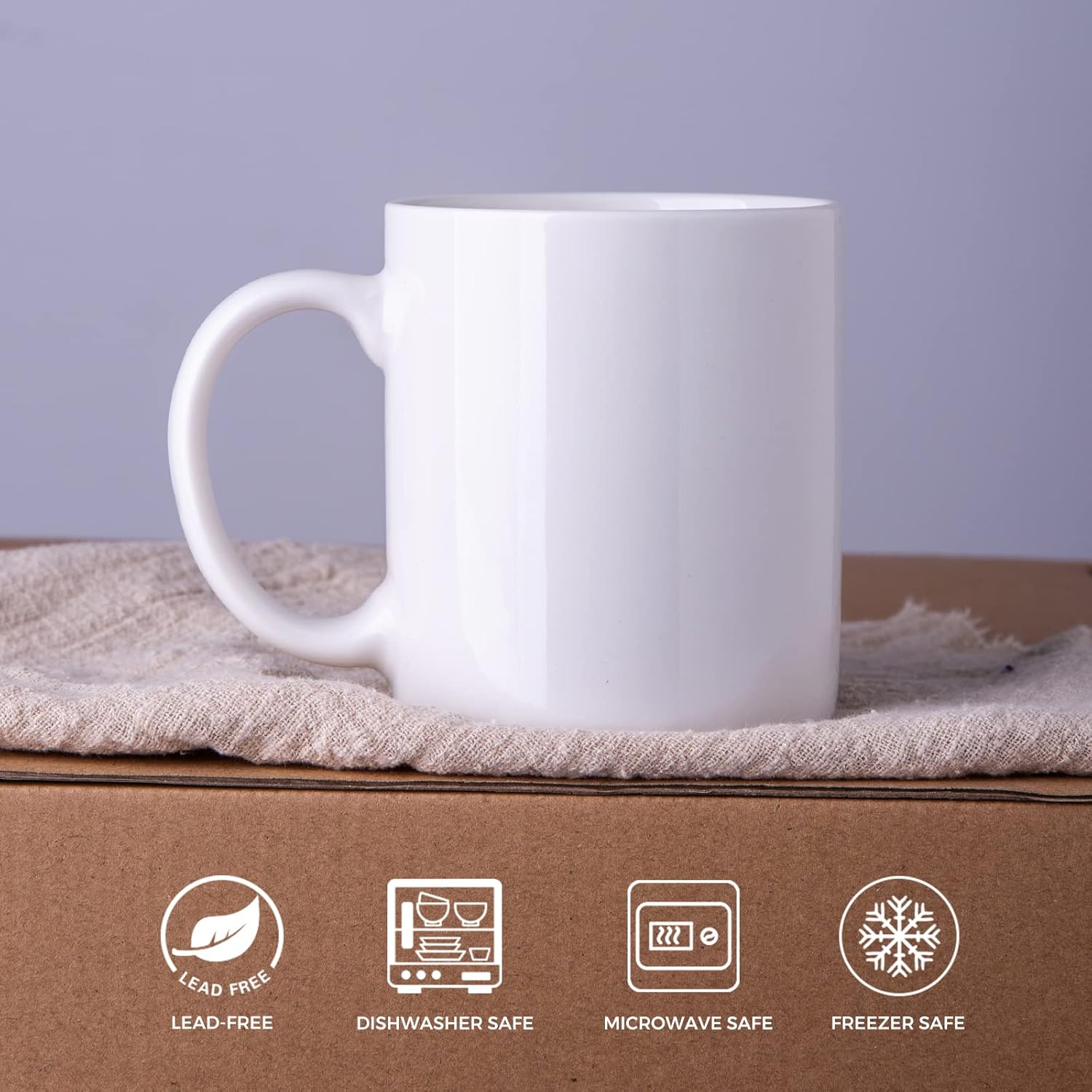 Tazas de sublimación en blanco, tazas de sublimación de cerámica blanca de 12 onzas, tazas a granel para café, leche, café con leche, cacao