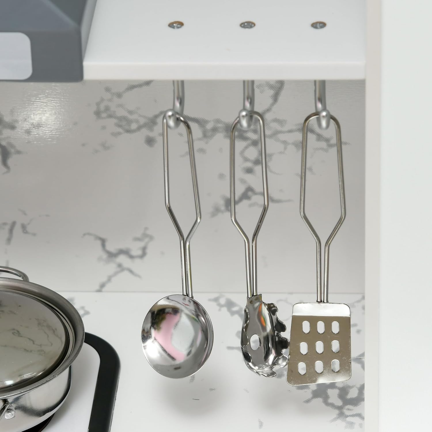 Qaba Juego de cocina de madera para niños pequeños, juguete de simulación para niños con luces, sonidos, delantal y sombrero de chef, máquina de