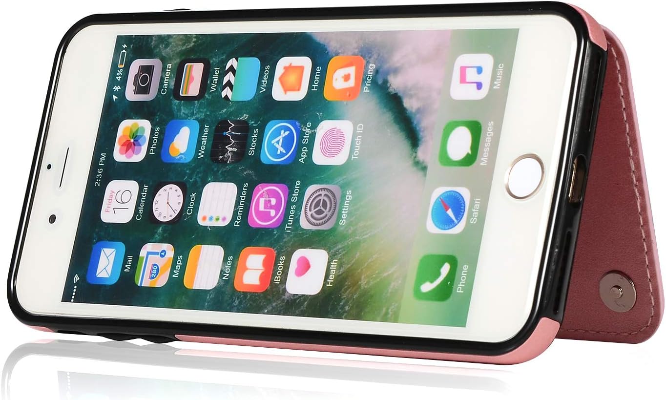 Funda de teléfono para iPhone 7plus 8plus 78 Plus con protector de pantalla de vidrio templado y tarjetero para tarjetero, accesorios de cuero para