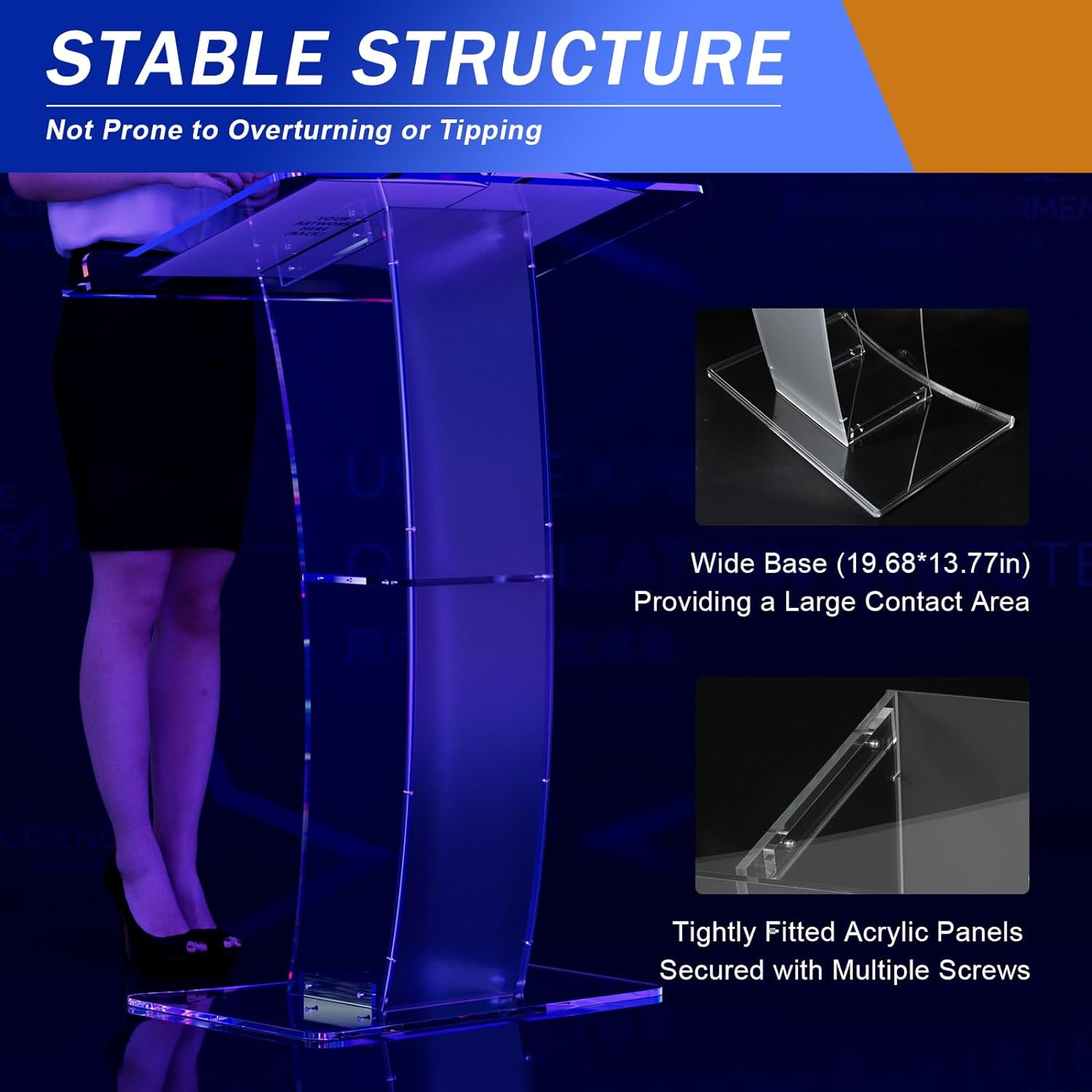 DHBREK Podio acrílico transparente, nuevo soporte de podio acrílico, podio de plexiglás acrílico transparente, atriles y púlpitos modernos para