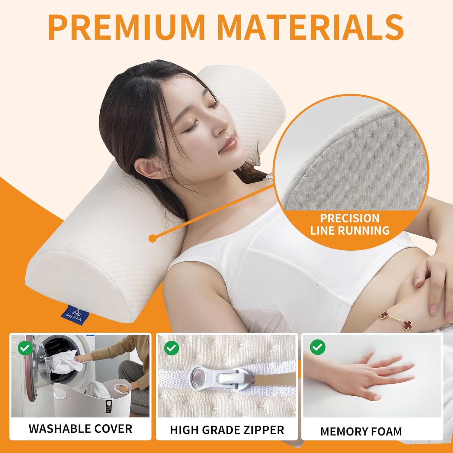 Almohada de rodilla Half Moon Bolster, almohada de espuma viscoelástica para aliviar el dolor de espalda, cuña lumbar redonda para piernas que