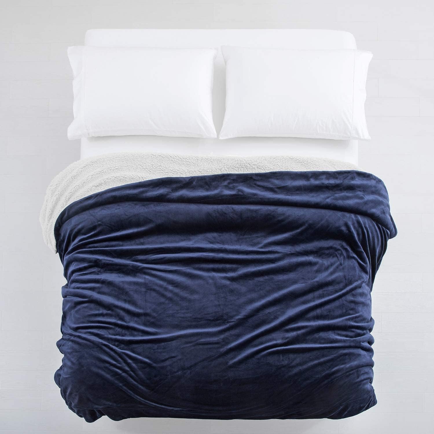 IR Imperial Rooms Mantas Sherpa tamaño Queen  Mantas gruesas y cálidas para invierno, reversible, suave y esponjosa, tamaño Queen para cama, azul