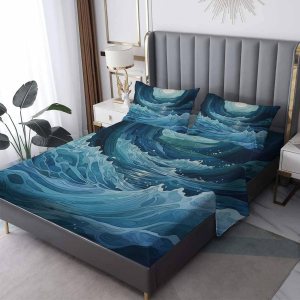 J9-&-351 – Juego de sábanas y fundas de almohada, tamaño King, sábanas y fundas de almohada estampadas de microfibra suave con bolsillo profundo, J9-&-351 – Juego de sábanas y fundas de almohada, tamaño King, sábanas y fundas de almohada estampadas de microfibra suave con bolsillo profundo,