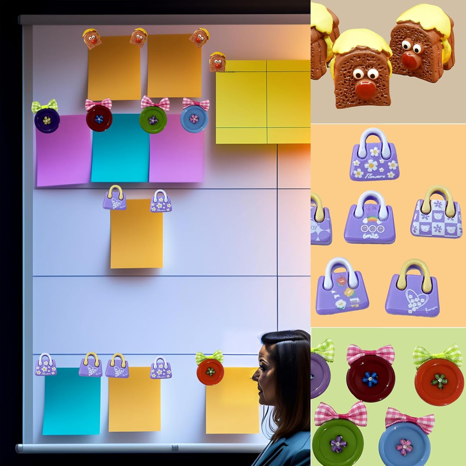 Juego de 6 imanes de pizarra blanca divertidos, pequeños imanes decorativos para nevera, fuerte y fuerte