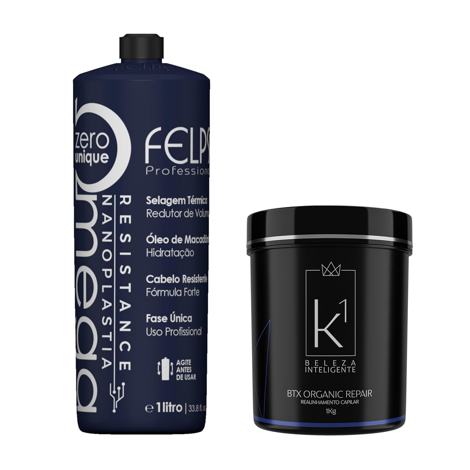 Felps Professional – Omega Zero – Tratamiento para alisar y alisar el cabello – 33.8 fl oz33.8 onzas líquidas + K1 Cosmeticos BTX Máscara de