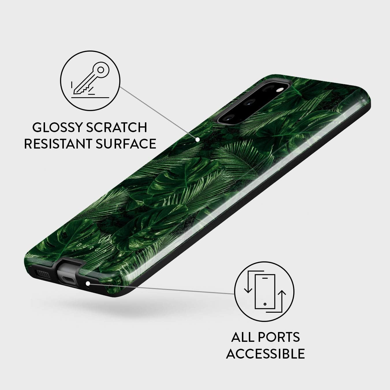 BURGA Funda para teléfono compatible con Samsung Galaxy S20 FE  Carcasa rígida híbrida de 2 capas + funda protectora de silicona  Hojas de hojas de
