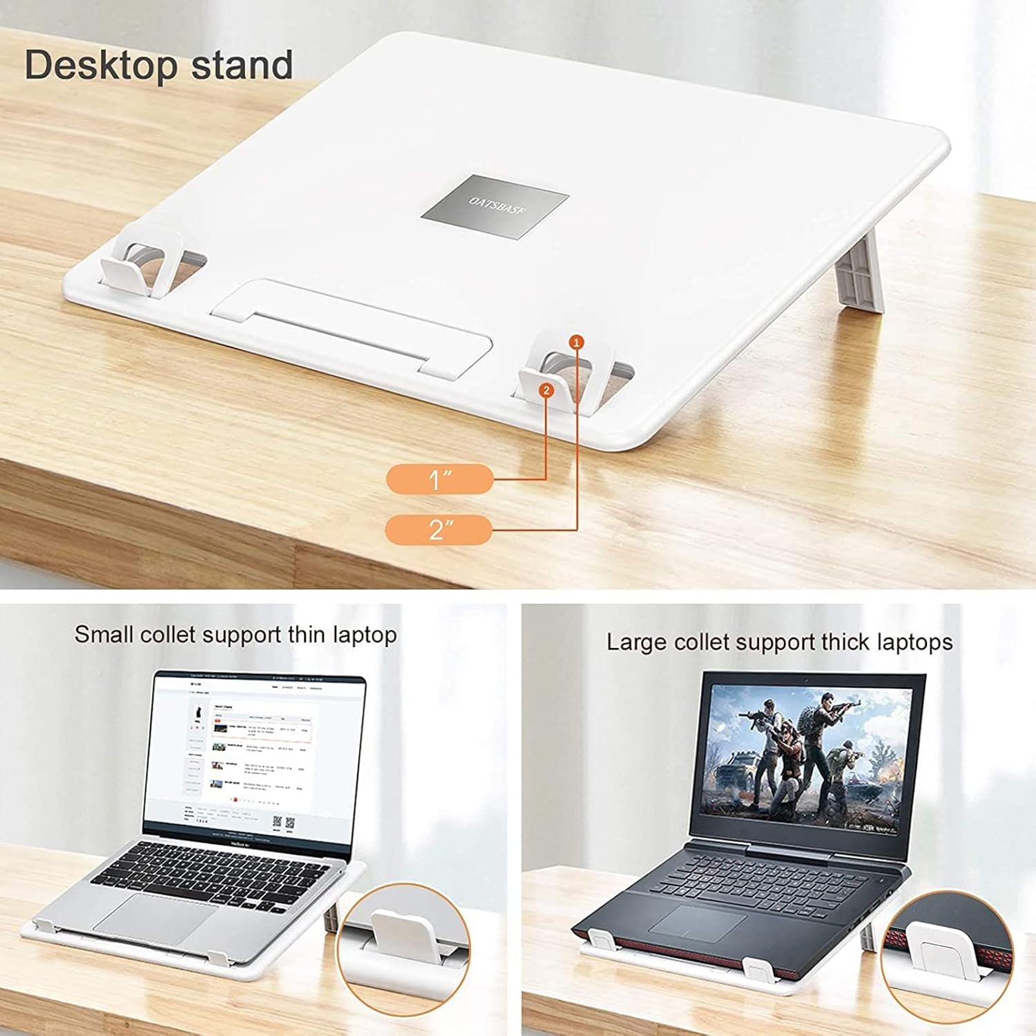 xuenair – Escritorio portátil blanco con clip para libros, ángulo ajustable, para laptop de 17 pulgadas, cama xuenair para sofá, computadora,