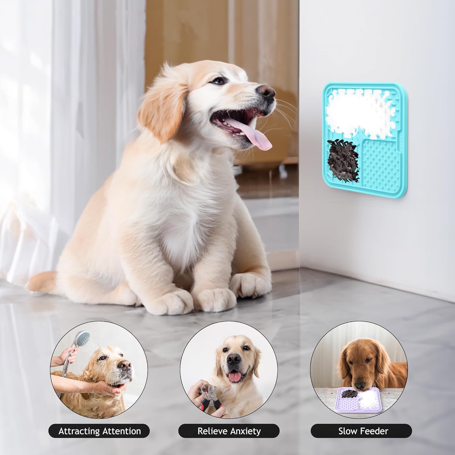 Coomazy Alfombrilla para lamer perros y gatos, alimentador lento y diseño antideslizante, reductor de aburrimiento y ansiedad, adecuado para perros