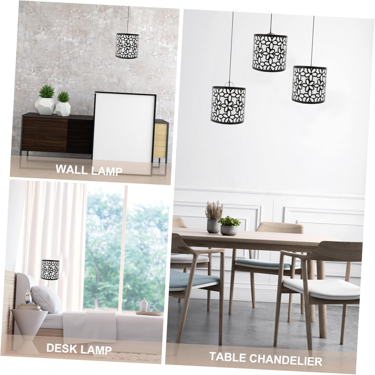 DECHOUS 2 unids pantalla de lámpara rústica, tambor, lámpara colgante de faroles negros, cubierta de lámpara decorativa, pantalla de mesa, lámpara
