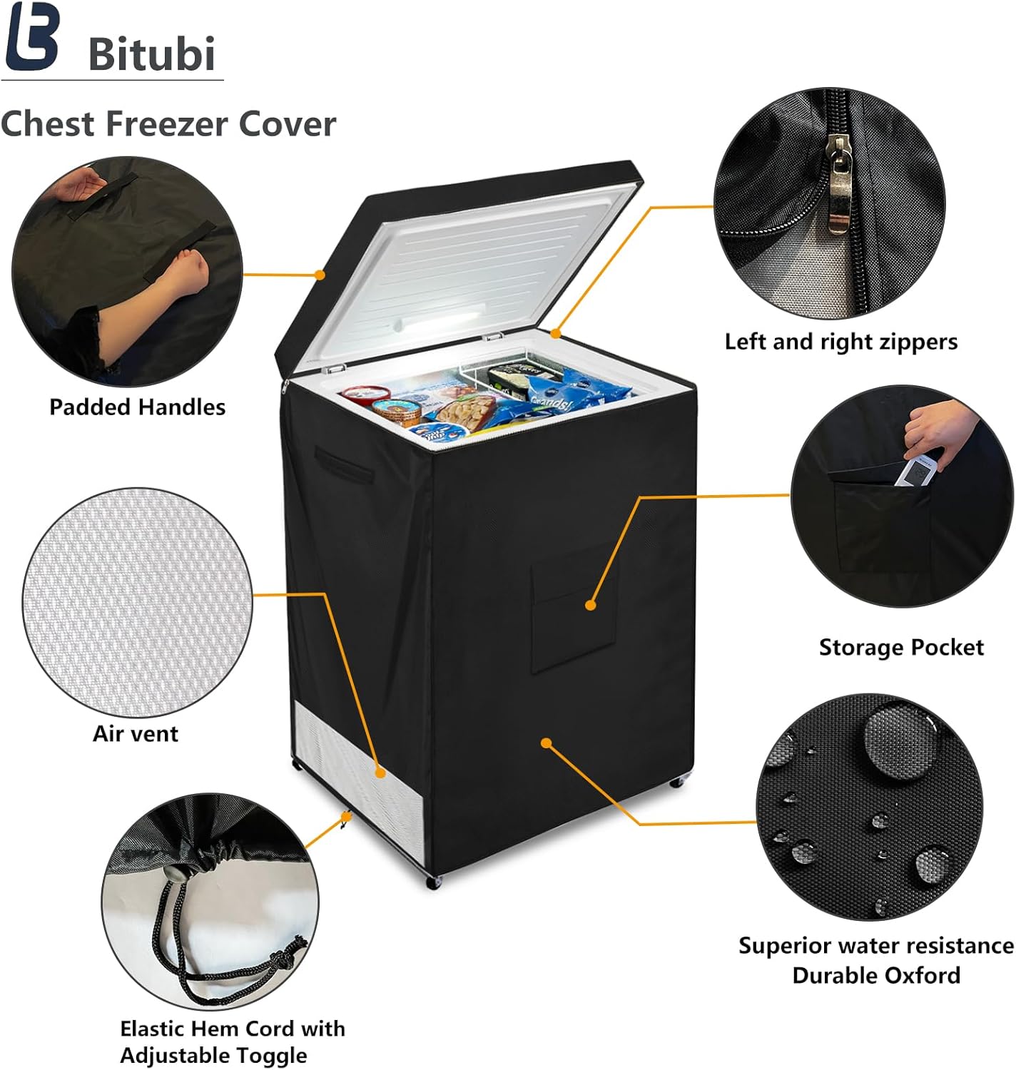Funda para congelador de pecho, impermeable, a prueba de polvo, a prueba de sol, 38 pulgadas de ancho y 23 pulgadas de alto, adecuada para la