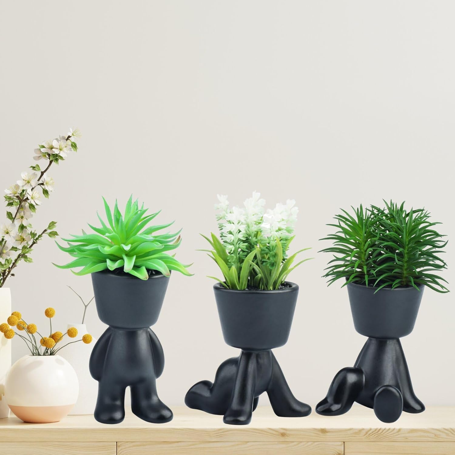 TOPSV Preciosas plantas artificiales para decoración de interiores, suculentas artificiales en macetas para decoraciones de primavera o decoración