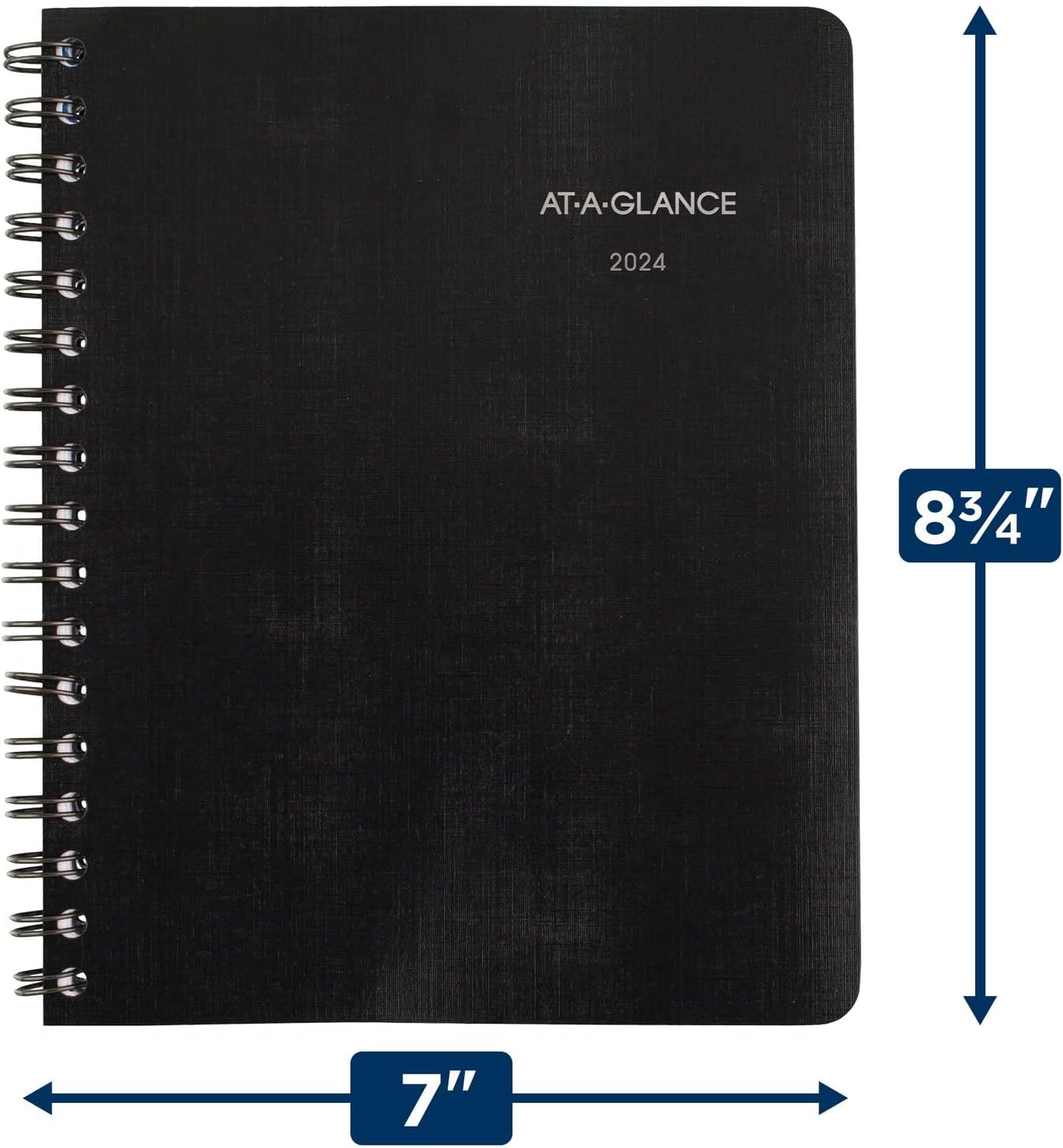AT-A-GLANCE Agenda semanal y mensual 2024, 6-12 x 8-34 pulgadas, mediano, notas rápidas, negro (7602520524)