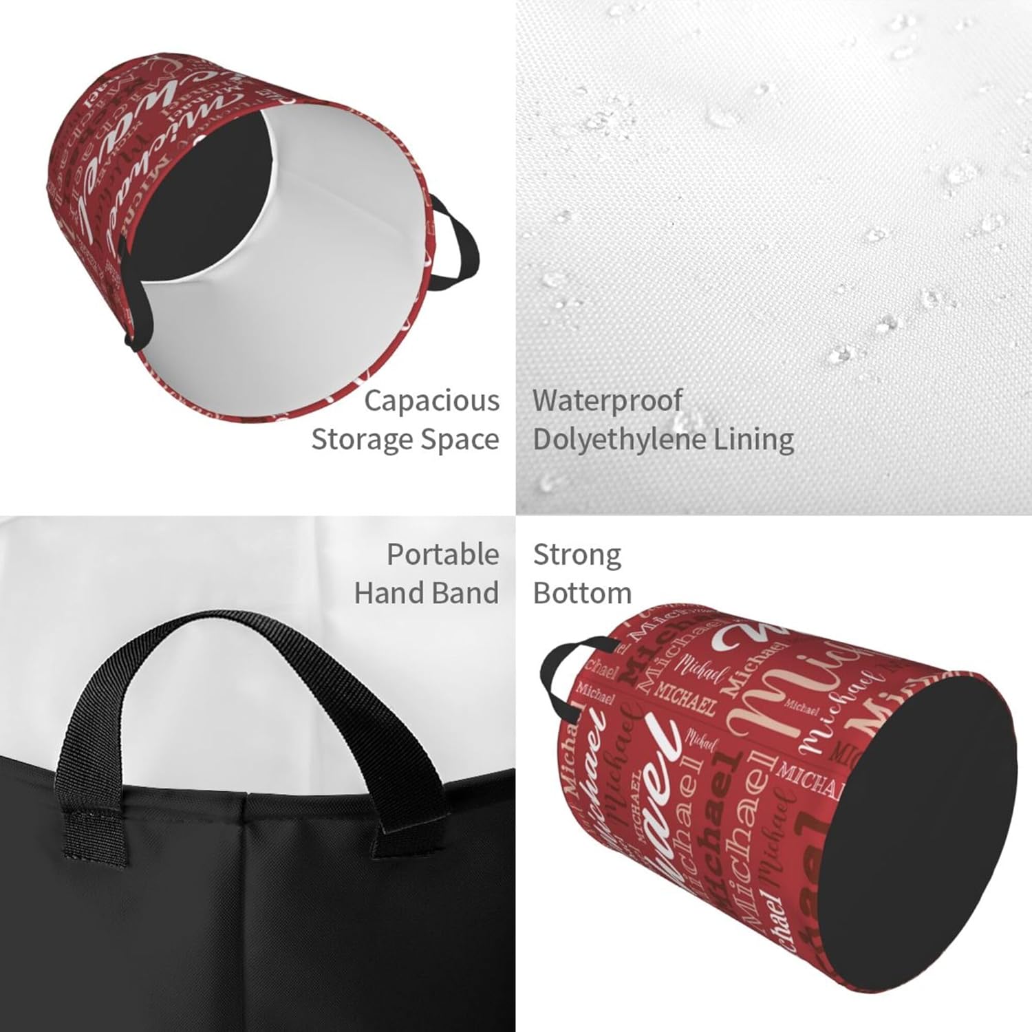 Cesta de lavandería con nombre personalizado, canasta impermeable personalizada con nombre, organizador de almacenamiento de ropa personalizado,