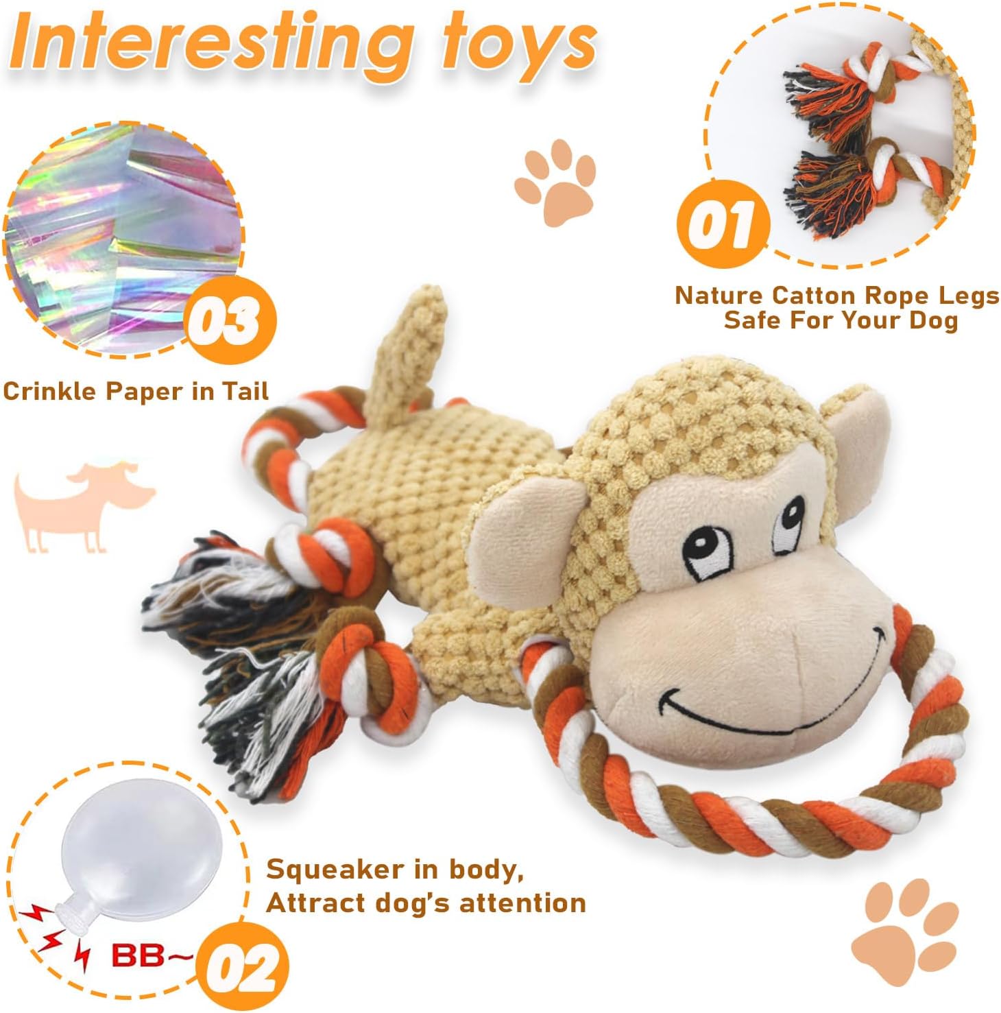 Juguetes para perros, juguetes chirriantes para perros, paquete de 2, juguetes para perros grandes, juguetes masticables para cachorros, juguetes de