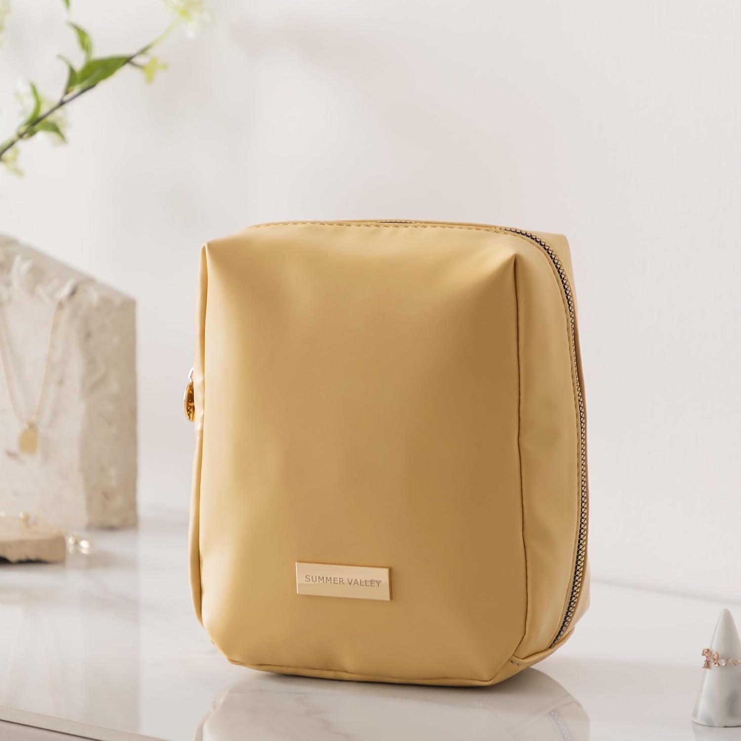 HBselect Bolsa de maquillaje de viaje, bolsa de cosméticos portátil con cremallera para mujer, elegante bolsa de cosméticos portátil para mujeres