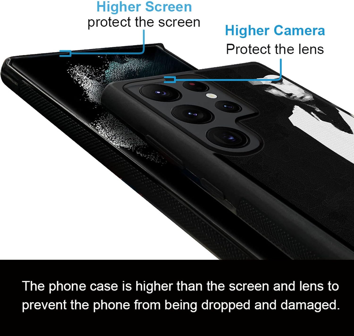 Funda compatible con Samsung Galaxy S22 Ultra, funda para Samsung Galaxy S22 Ultra con patrón de hombre en blanco y negro, para niñas y mujeres,