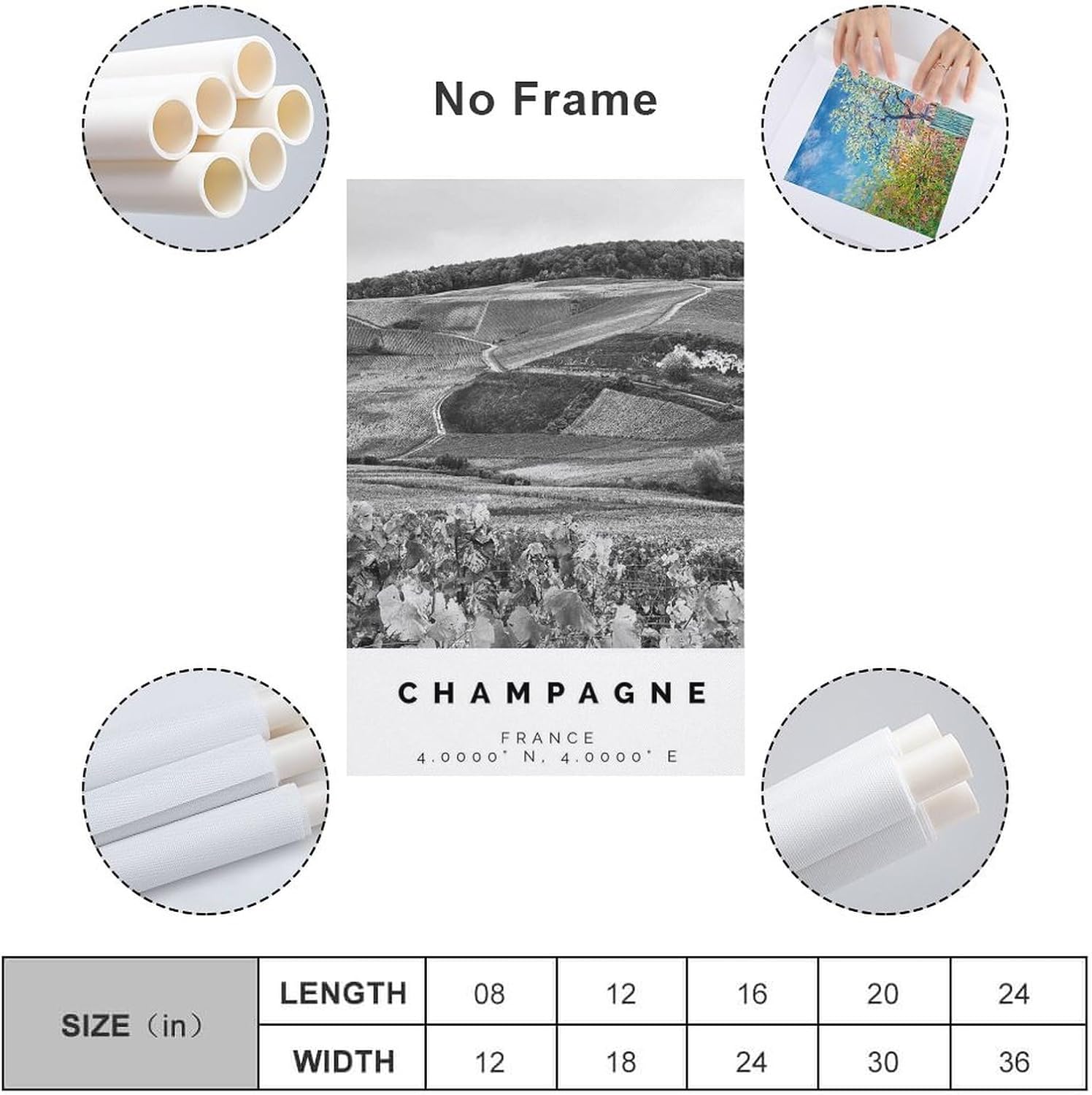 Póster de champán con impresión en blanco y negro, arte de pared de champán, impresión fotográfica de champán, póster de regalo de champán, pintura