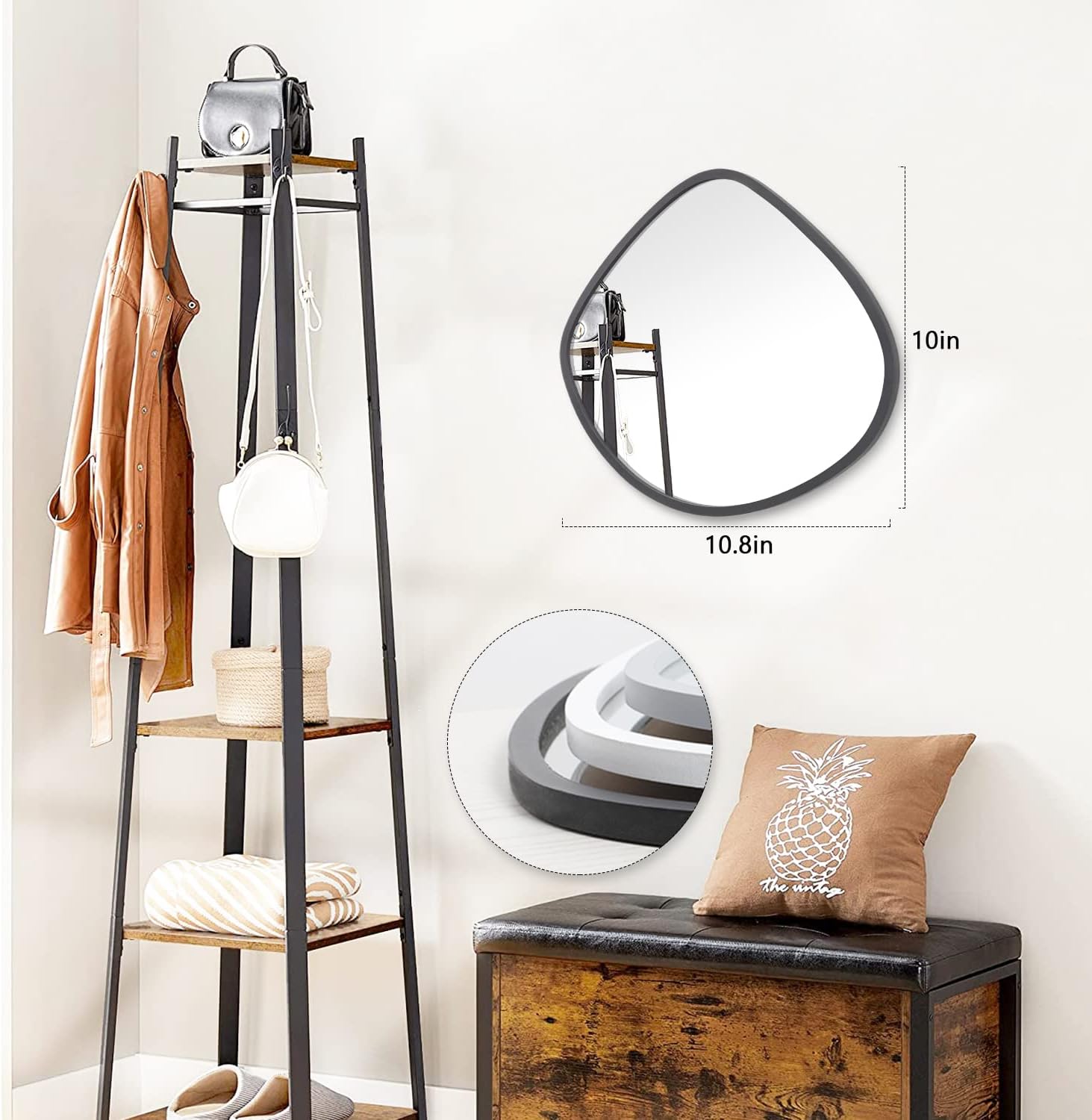 Irregular Shape Mirrors for Wall Small Oval Asymmetric Mirrors Decorative Arched Funky Shape Frame Modern Mirrors for Wall Decorating Funky Mirrors
