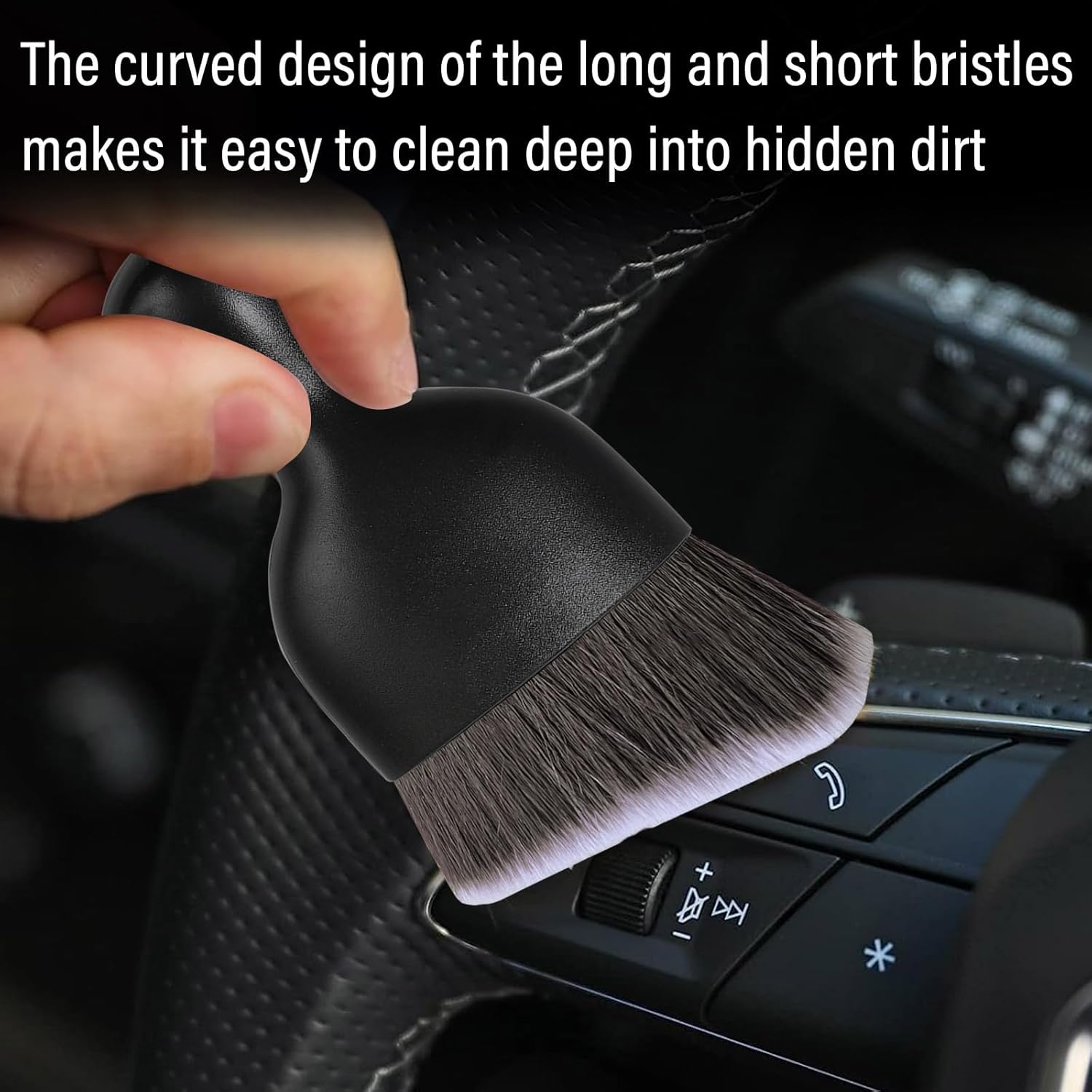 Ziciner Cepillo de polvo para interior del automóvil, limpiadores de detalles de cerdas suaves automáticas, cepillos de limpieza de suciedad de