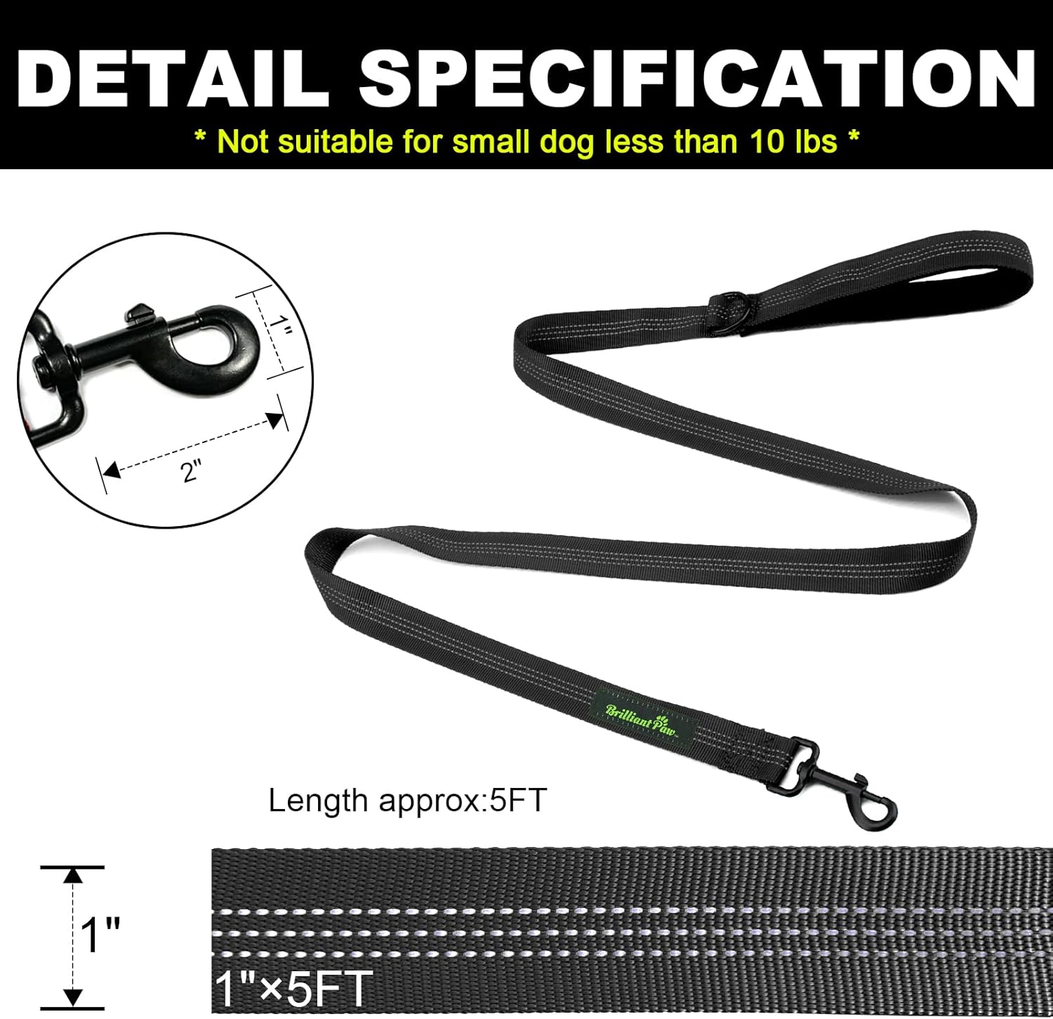 Divisor de dos correas para perros con correa de nailon de 5 pies