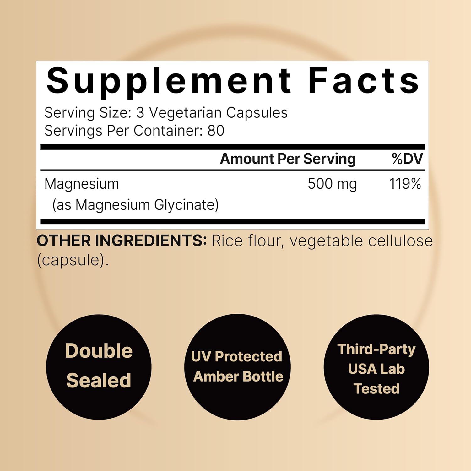 NatureBell Glicinato de magnesio 500 mg por porción  240 cápsulas vegetales, 100% quelado y purificado – Sin OMG y sin gluten