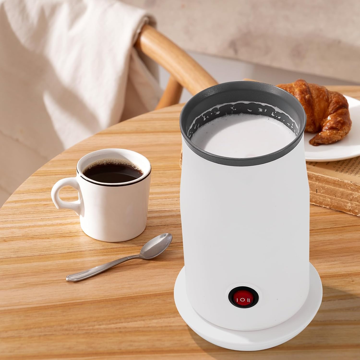 Espumador de leche eléctrico, espumador de leche 4 en 1 y vaporizador para espumar y calentar leche, máquina automática de espuma fría y caliente de