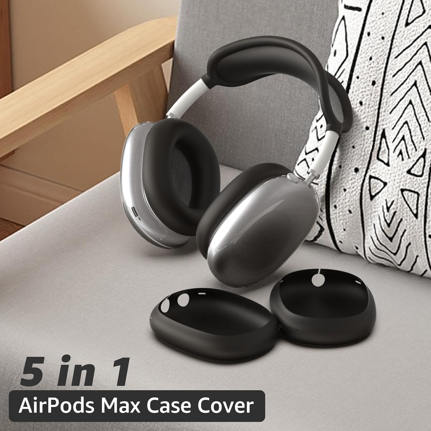 Funda de silicona para AirPods Max, funda transparente de TPU suave para los oídos, cubierta para la diadema para AirPod Max, kit de limpieza,