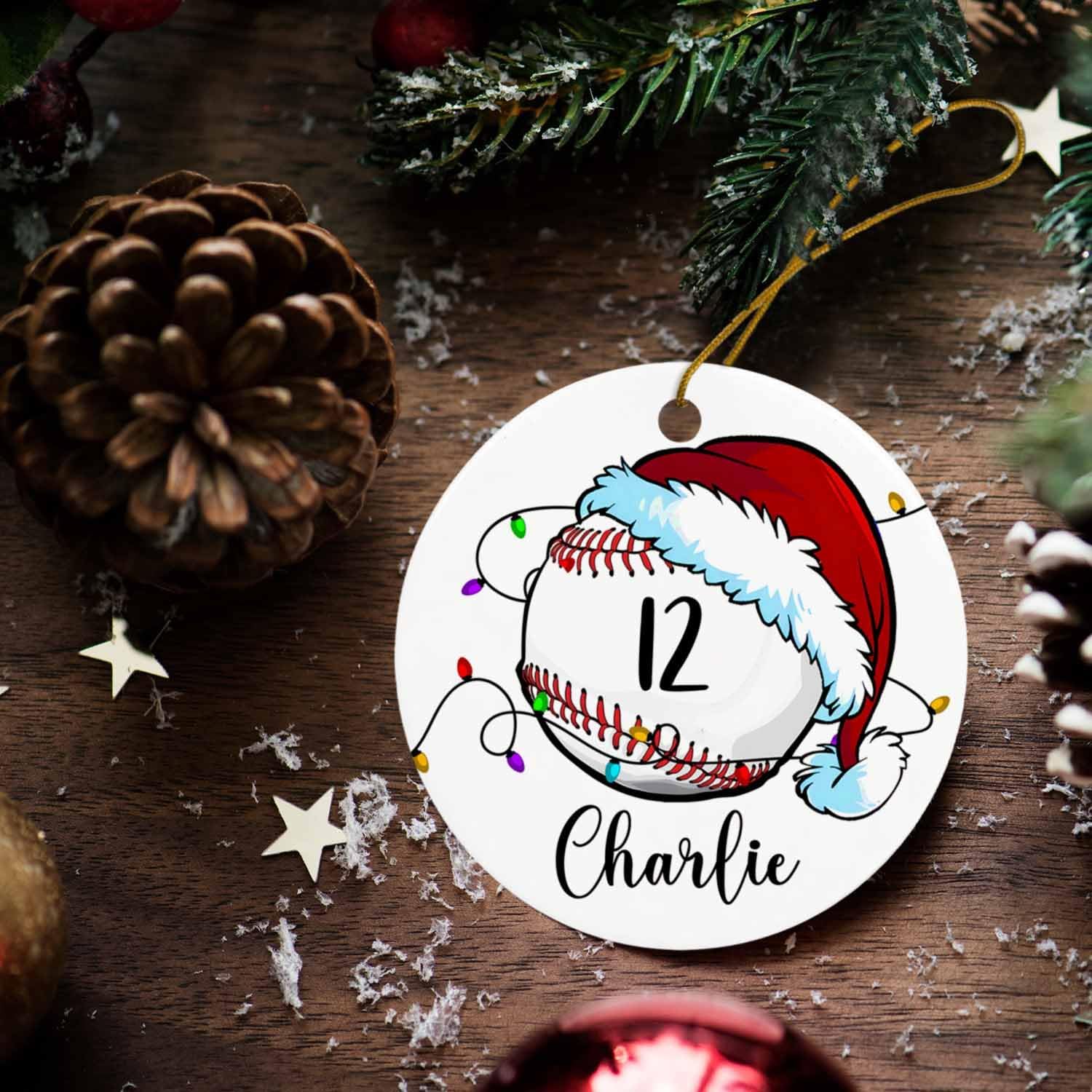 Adorno personalizado de jugador de béisbol, adorno de Navidad deportivo personalizado con nombre y número, adorno de Navidad de béisbol, adorno de
