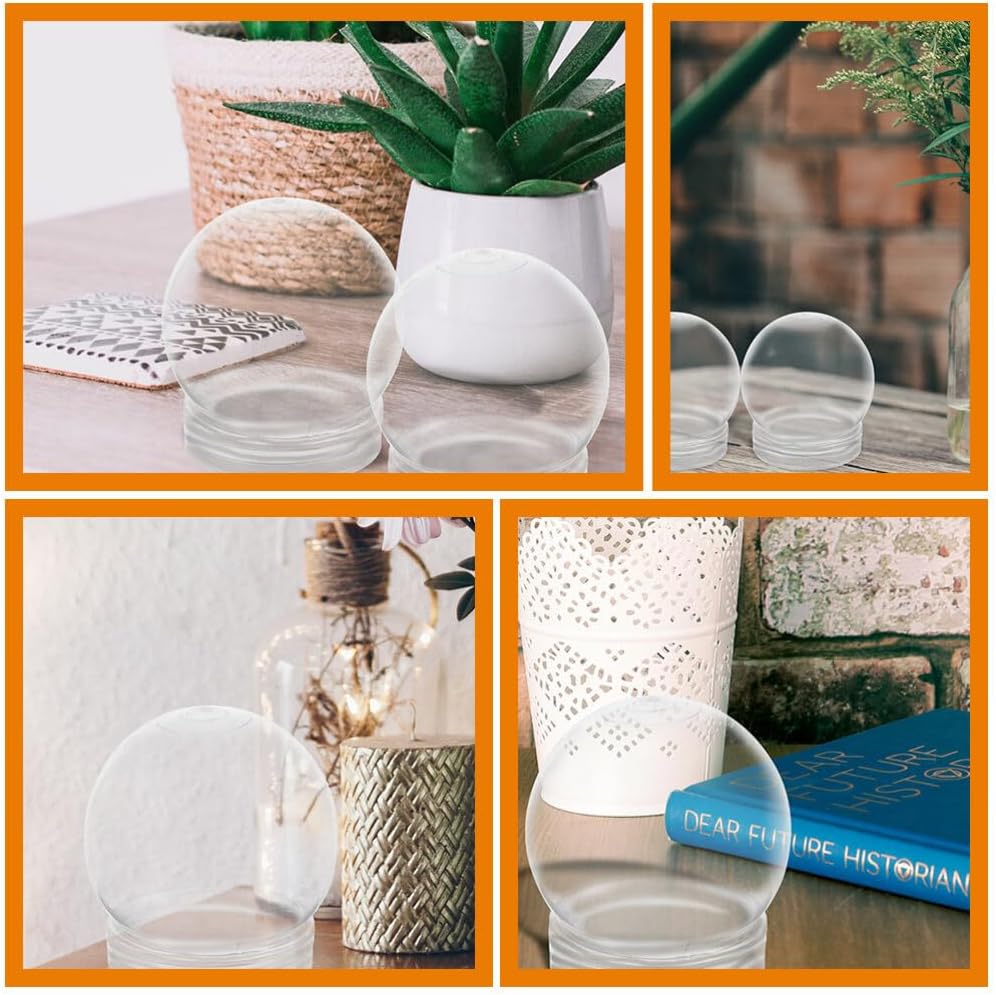 BESTOYARD Paquete de 15 globos de nieve de 3 pulgadas de plástico transparente vacío con tapa de rosca para manualidades, personalización,