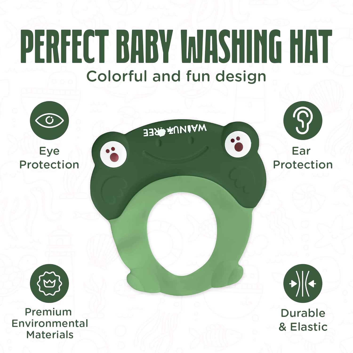 Visera de baño para niños pequeños  Gorro de ducha con protección de enjuague de agua  Tapa suave sin fugas recomendado para niños de 1 año (verde