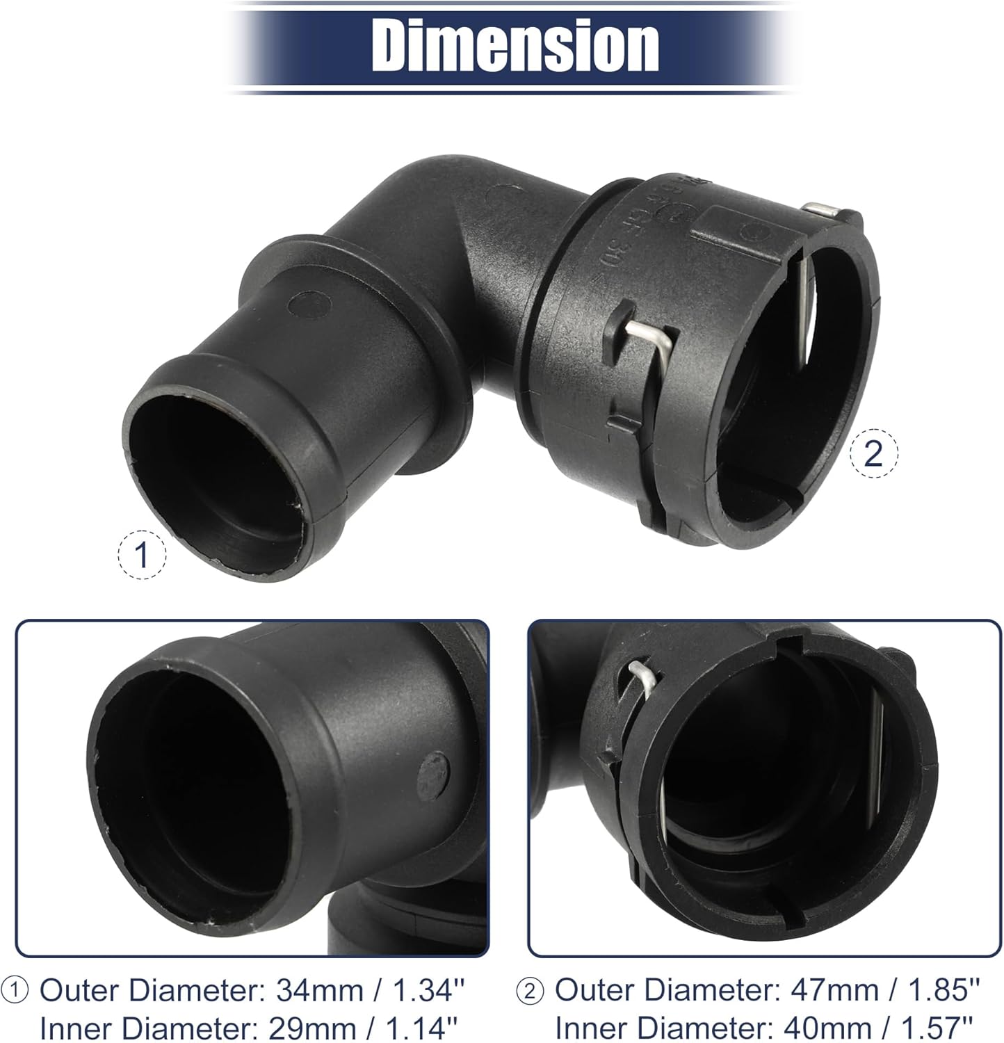 ACROPIX Conector de manguera de refrigerante para Audi A3 2.0L AT Quattro Base Hatchback – Paquete de 2 negro