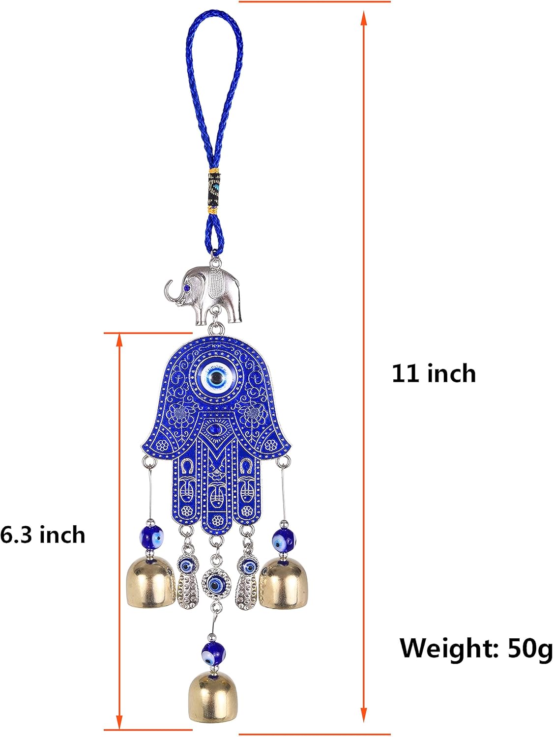 Colgante de talismán de mano santa de Fátima de mal de ojo, adorno turco hecho a mano, adorno colgante de mal de ojo azul de la suerte para