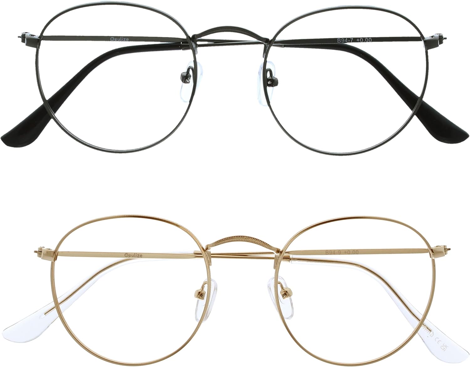OPULIZE Gafas de lectura Sol con bloqueo de luz azul, paquete de 2 unidades, de metal, antidolor de cabeza, deslumbramiento, mejora el sueño,