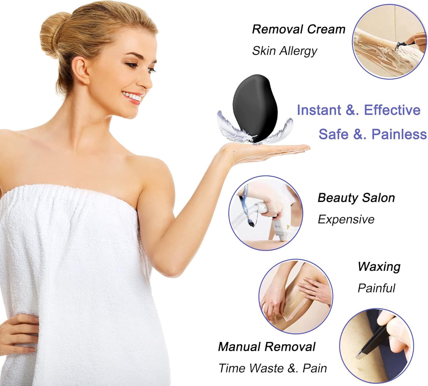 Borrador de pelo de cristal, removedor de pelo mágico de cristal para mujeres y hombres, borrador de pelo, exfoliación sin dolor, herramienta