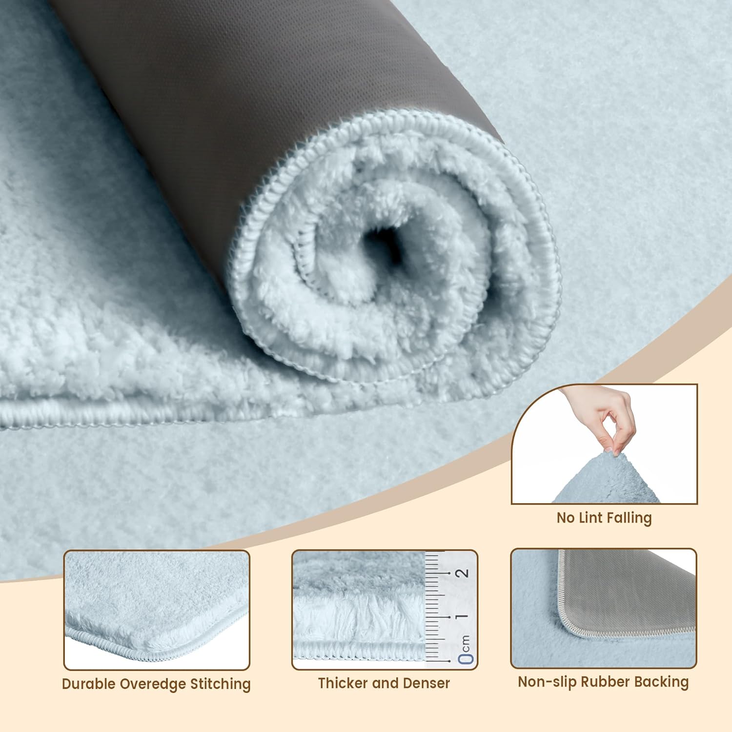 TECHMILLY Alfombras de baño súper suaves, absorbentes, gruesas, antideslizantes, de secado rápido, lavables a máquina, para suelo de baño, bañera y